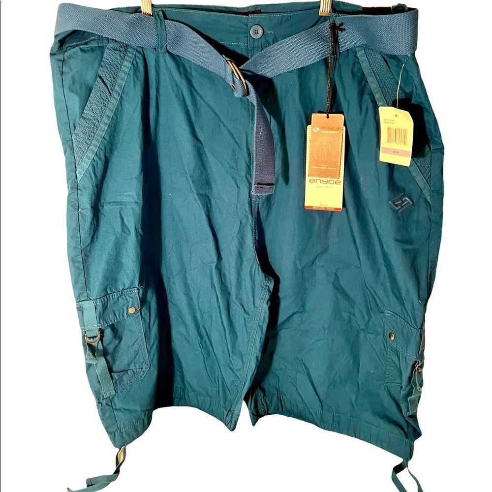Enyce Sean Combs Men's SZ 48 Sea Blue 100% Cotton Cargo Shorts With Belt NWTOS
